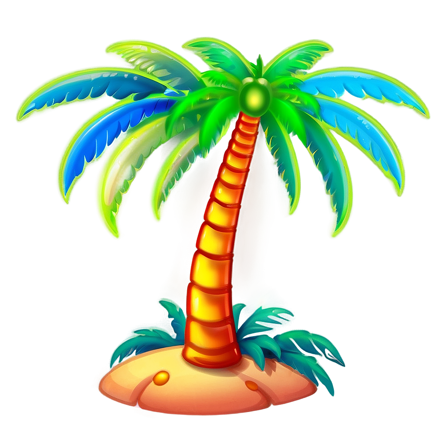 Neon Palm Tree Emoji Png 06272024 PNG image