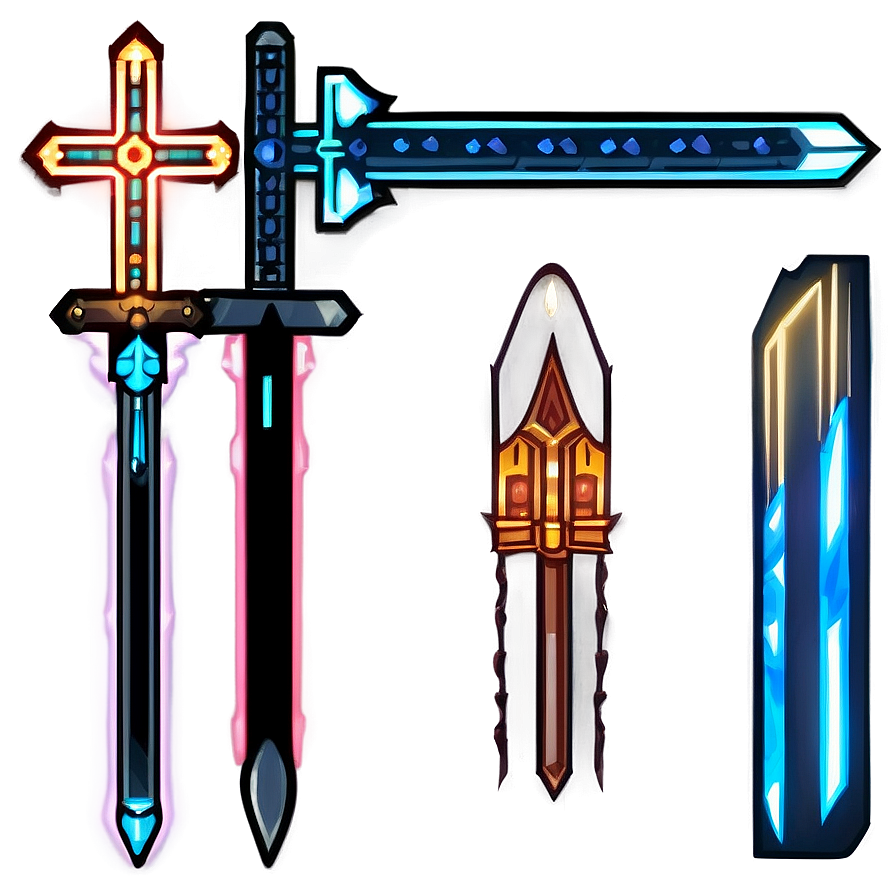 Neon Pixelated Sword Png Vbg95 PNG image