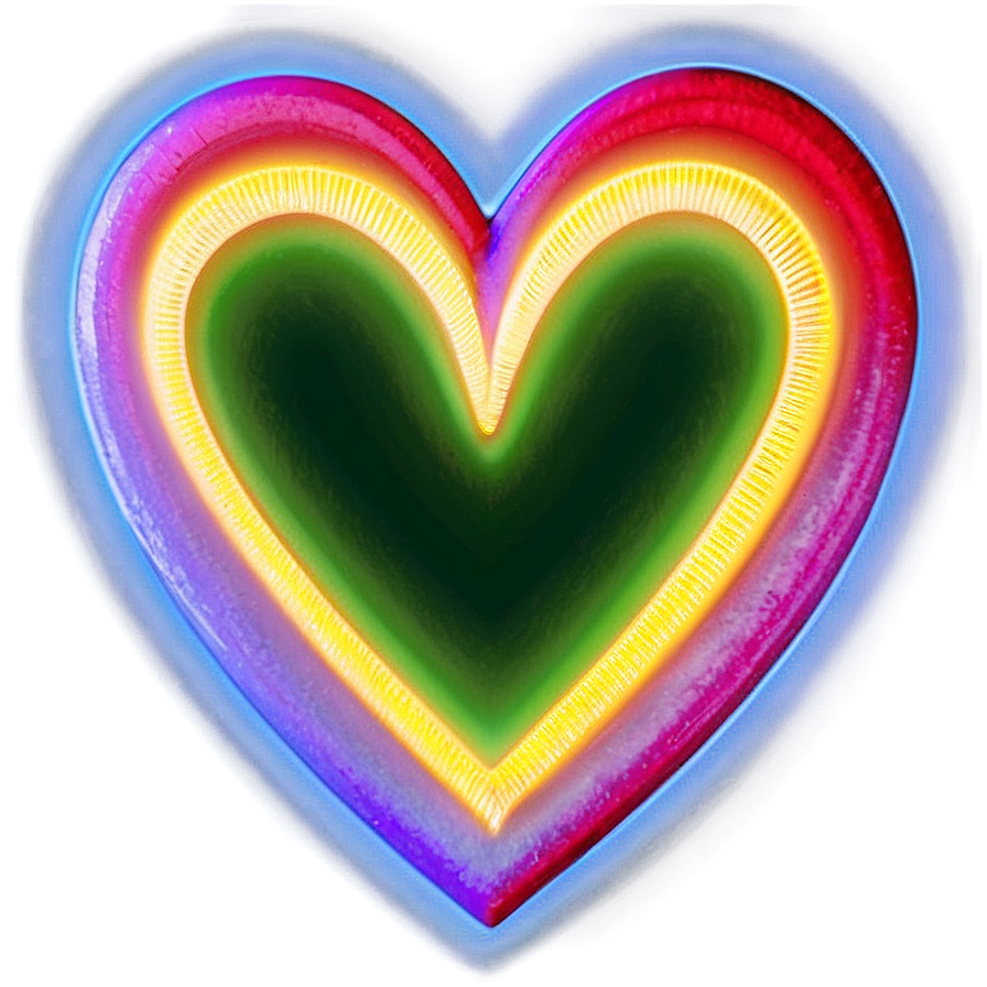 Neon Rainbow Heart Png 06252024 PNG image