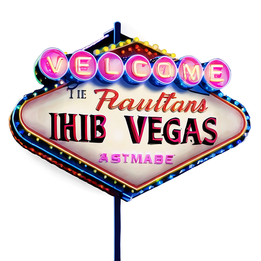 Neon Welcome Sign Las Vegas Style PNG image