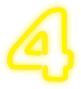 Neon Yellow Number Four PNG image