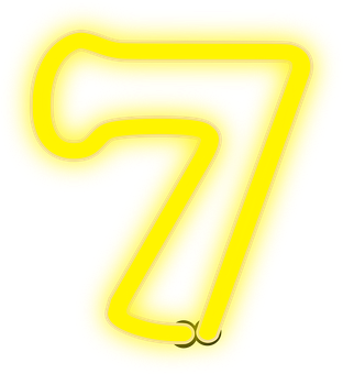 Neon Yellow Number Seven PNG image