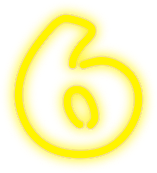 Neon Yellow Number Six PNG image