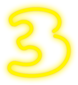 Neon Yellow Number Three PNG image