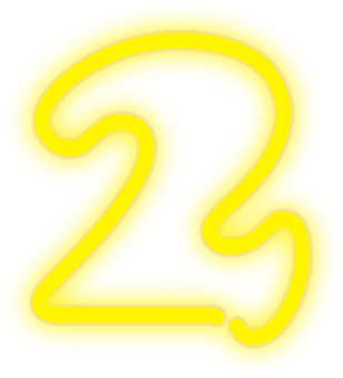 Neon Yellow Number Two PNG image