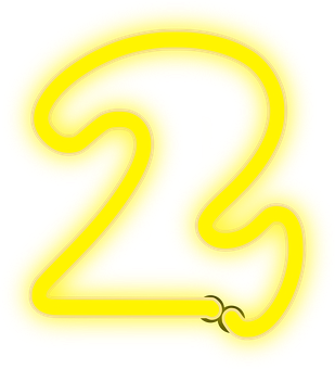 Neon Yellow Number Two PNG image