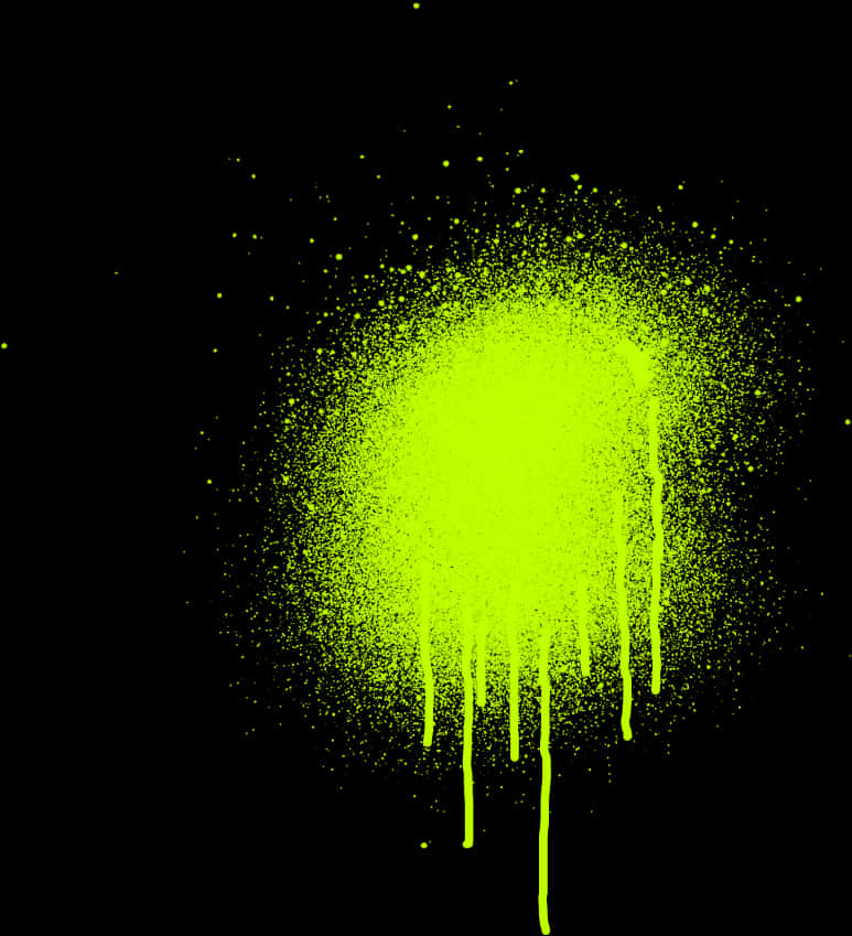 Neon Yellow Paint Splashon Black PNG image