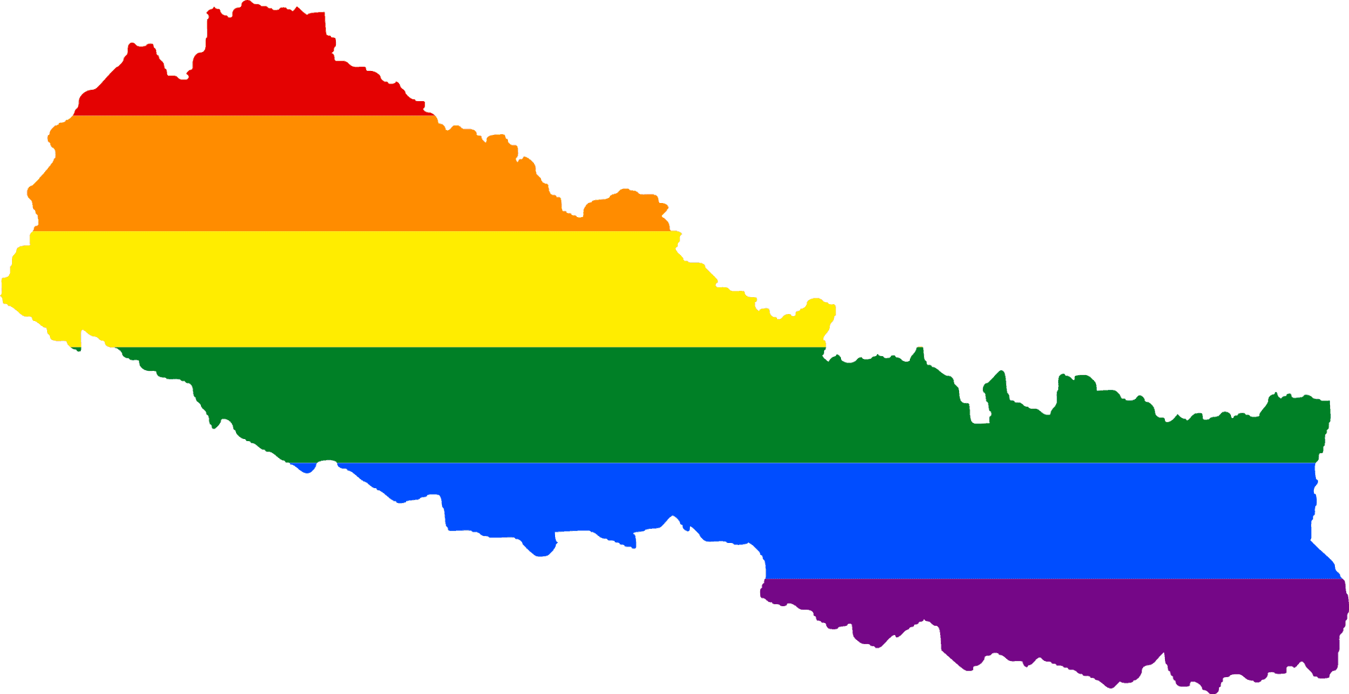 Nepal Map Rainbow Colors PNG image
