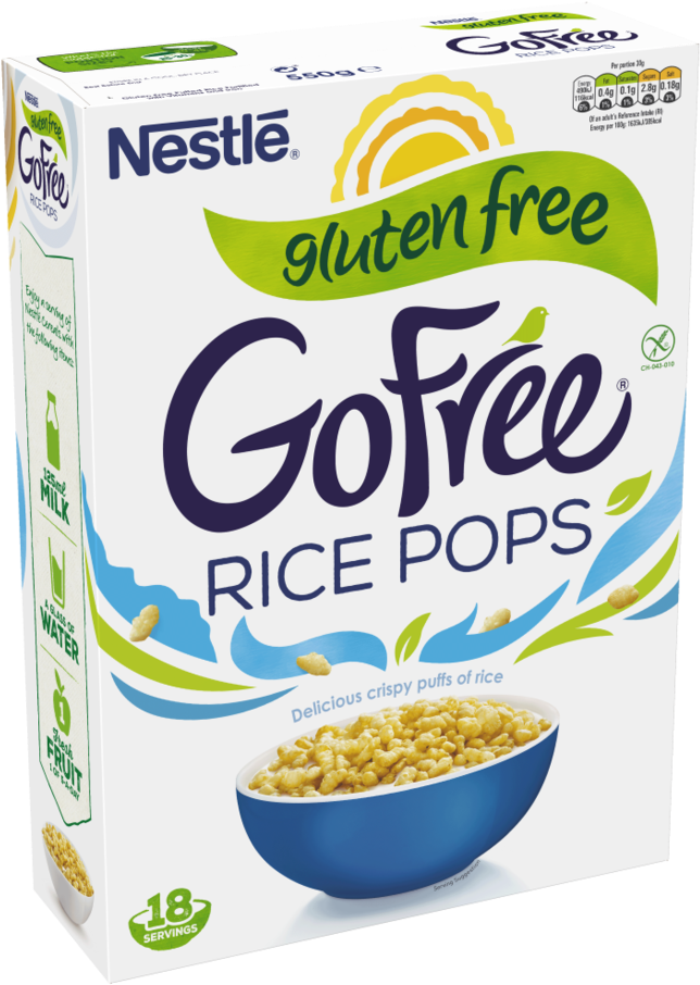 Nestle Go Free Rice Pops Cereal Box PNG image