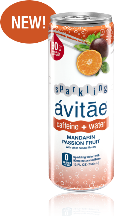 New Avitae Sparkling Caffeinated Water Mandarin Passion Fruit PNG image