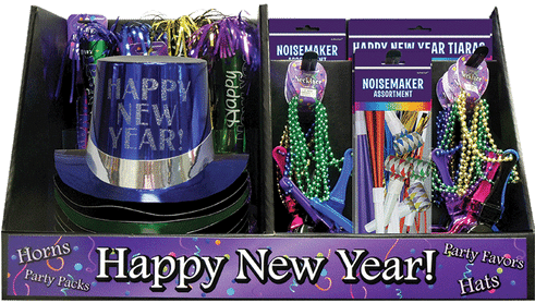 New Year Party Supplies Display PNG image