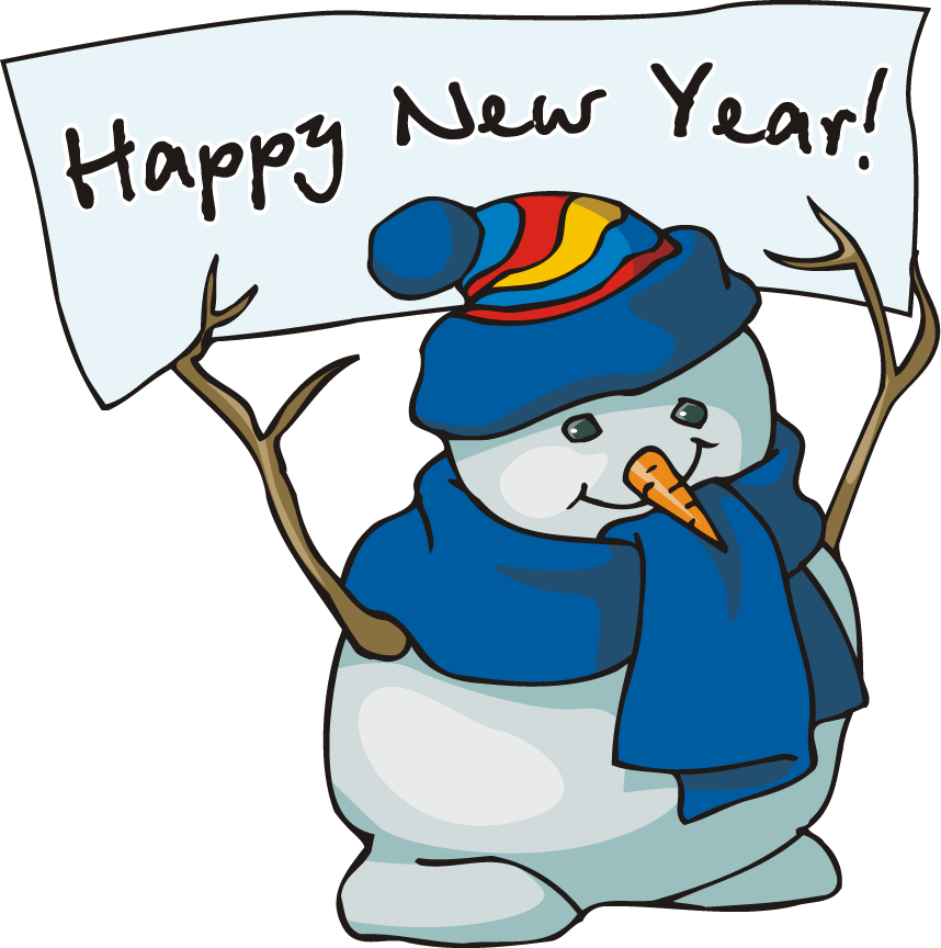 New Year Snowman Celebration PNG image