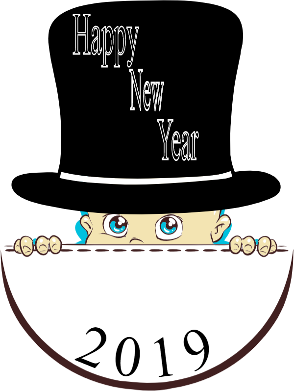 New Year2019 Peeking Baby Cartoon PNG image