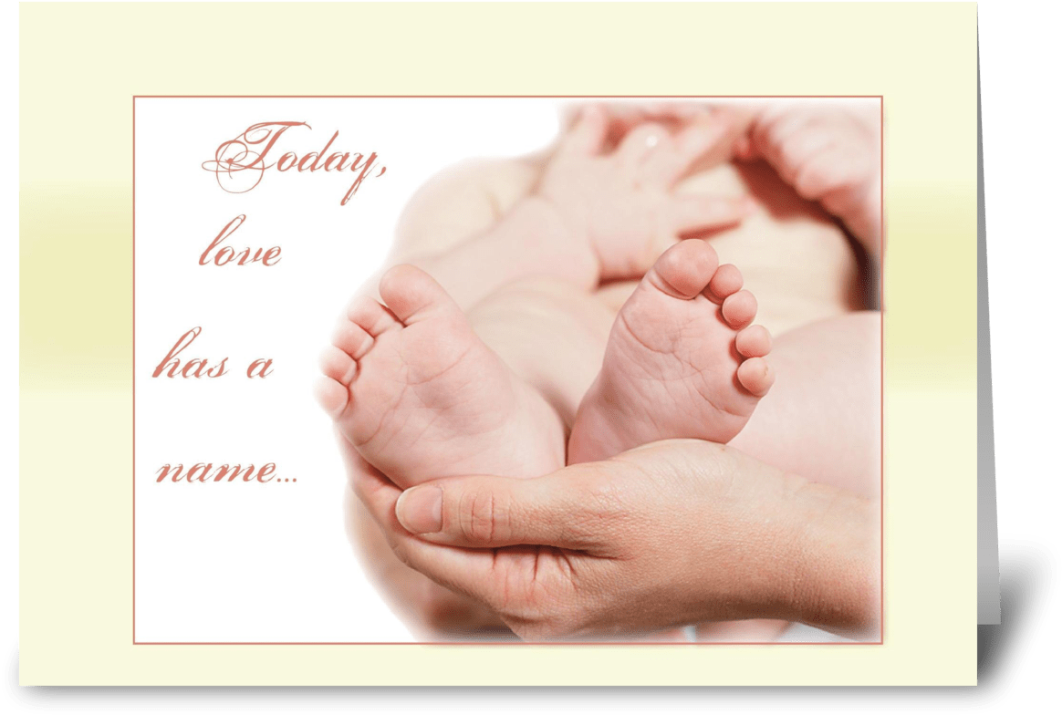 Newborn Feetin Hands Card PNG image