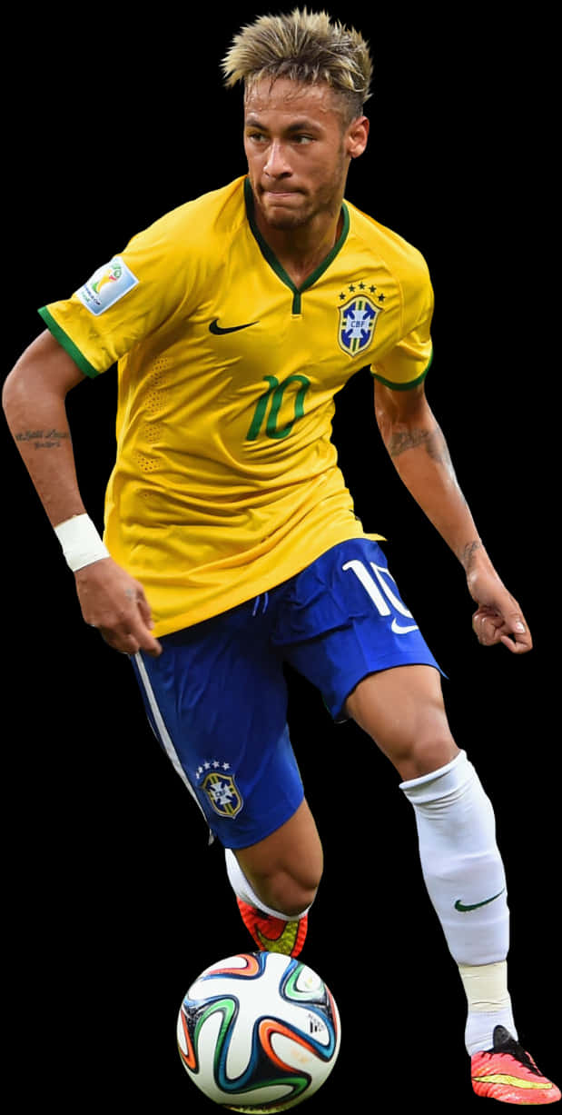 Neymar Brazil Dribbling Soccer Player PNG image