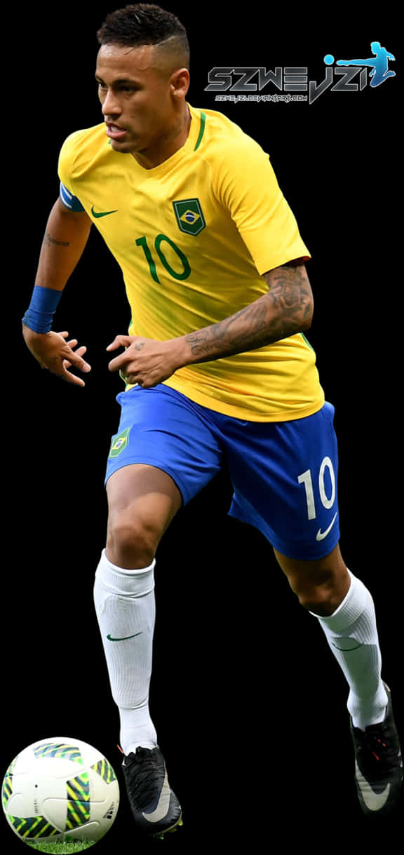 Neymar Brazil Number10 Dribbling PNG image