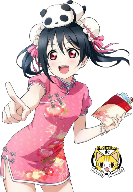 Nico Yazawa Panda Headband Traditional Dress PNG image