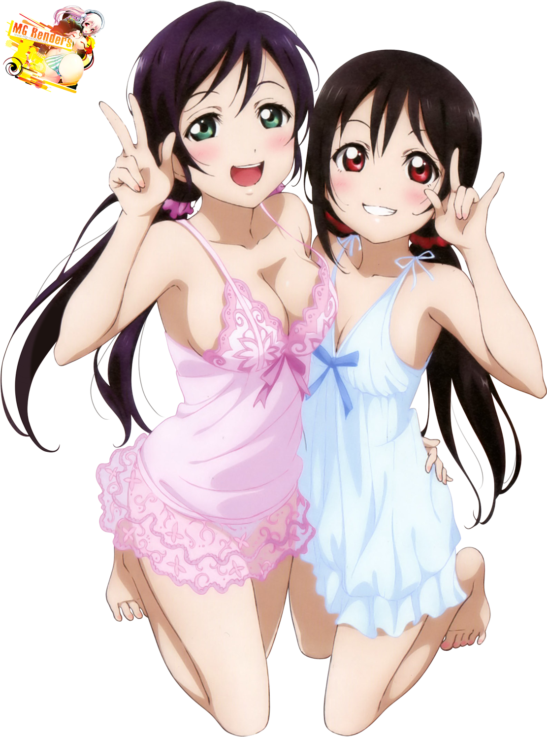 Nicoand Nozomi Anime Summer Outfits PNG image