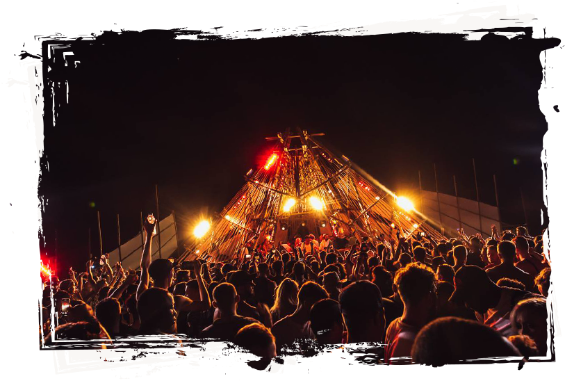 Nighttime Festival Crowd Gathering PNG image