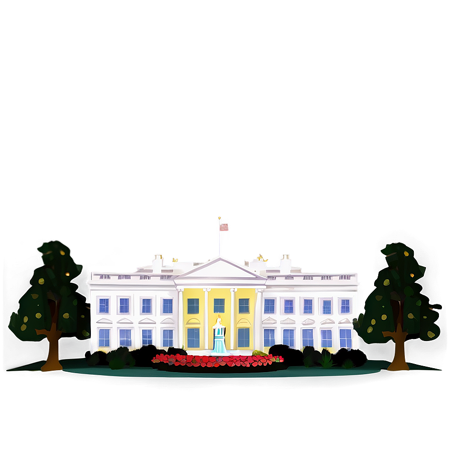 Nighttime Illuminated White House Png 06252024 PNG image