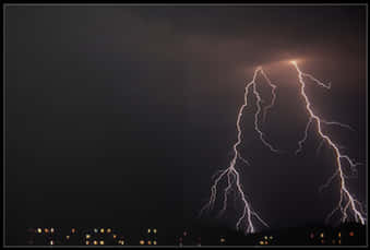 Nighttime Lightning Strike PNG image