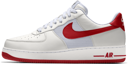 Nike Air Force1 Red Swoosh Side View PNG image