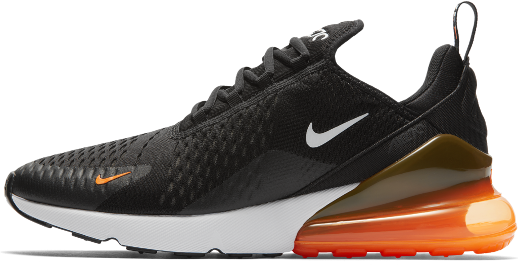 Nike Air Max270 Black Orange Sneaker PNG image