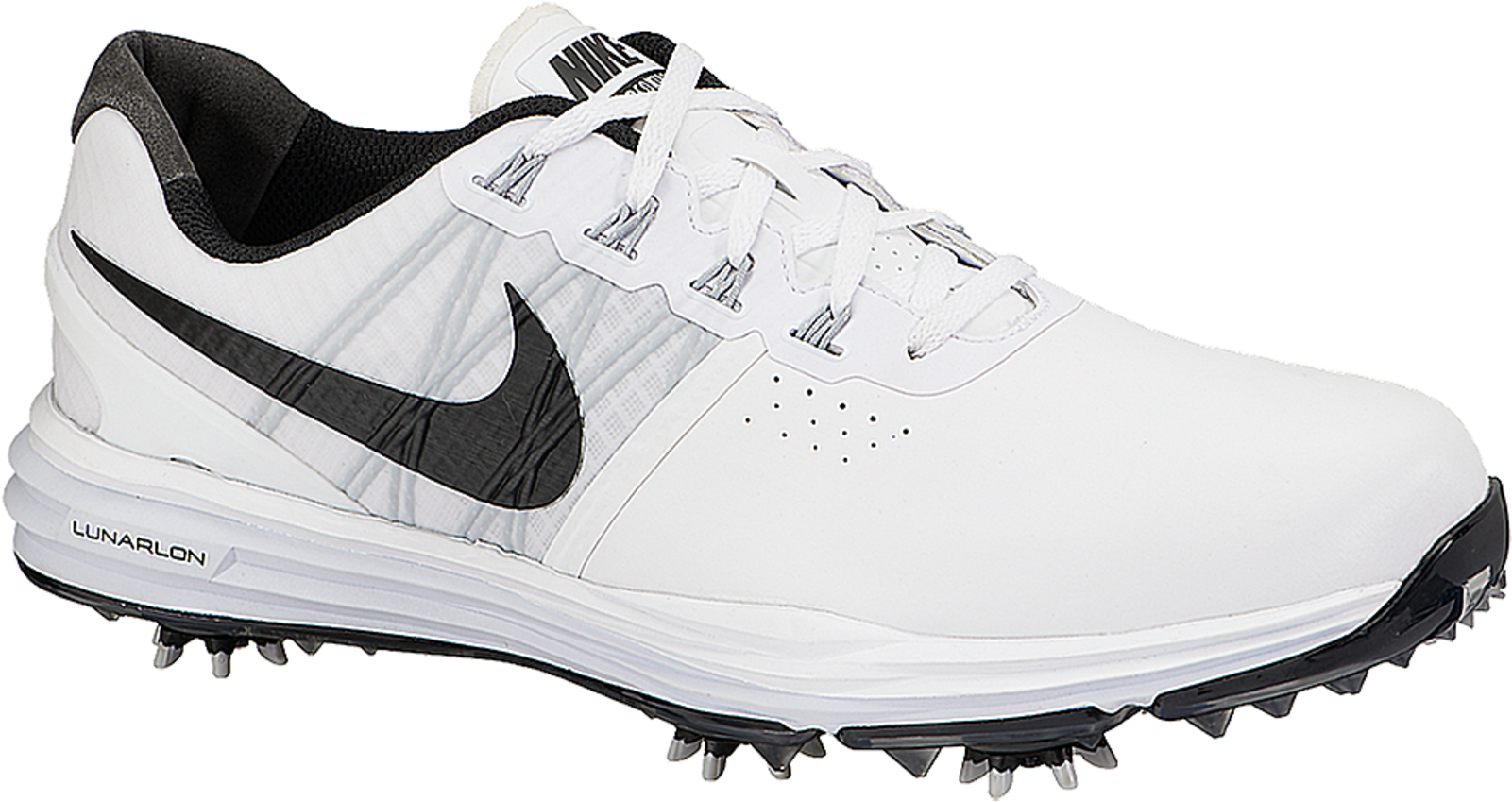 Nike Lunarlon Golf Shoe White Black PNG image