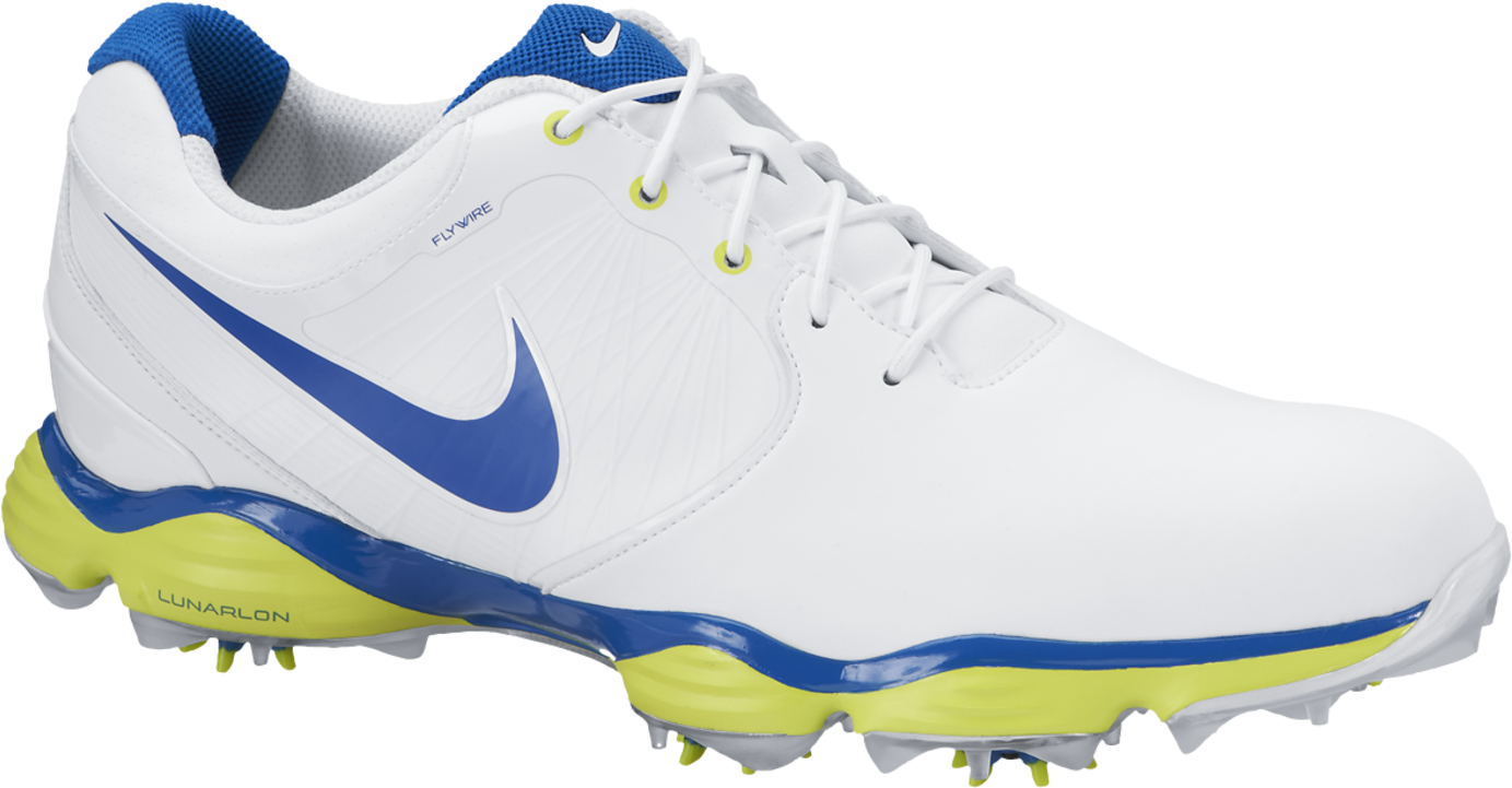 Nike Lunarlon Golf Shoes White Blue PNG image