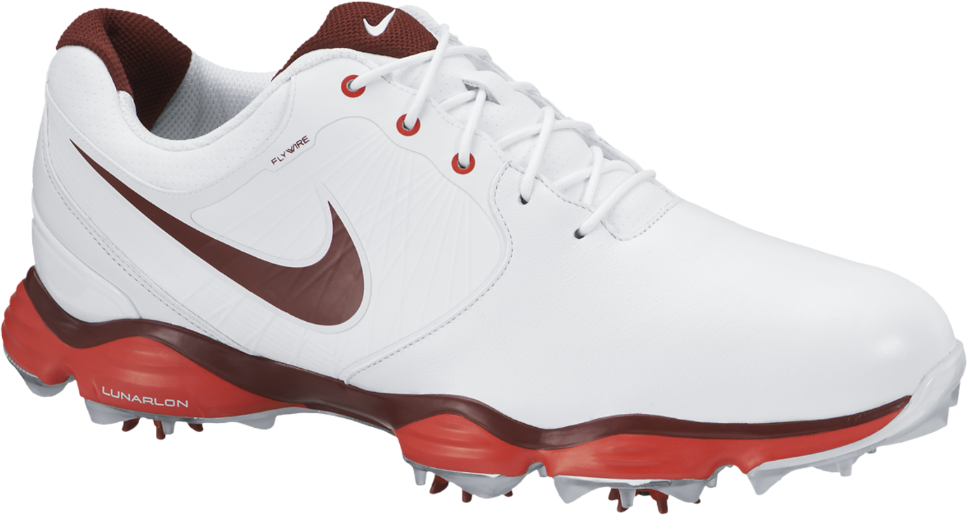 Nike Lunarlon Golf Shoes White Red PNG image