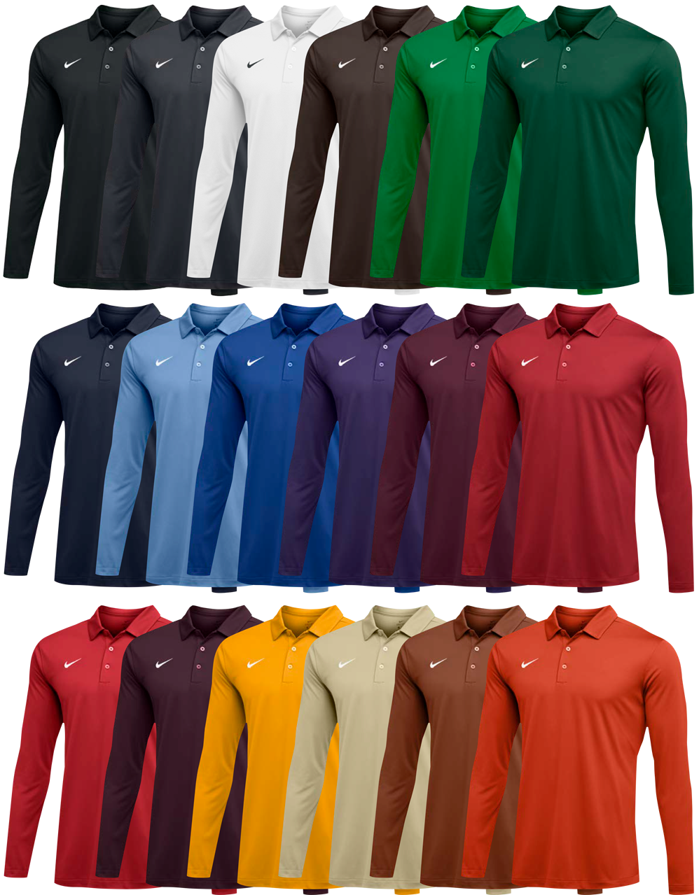 Nike Polo Shirts Color Variety PNG image