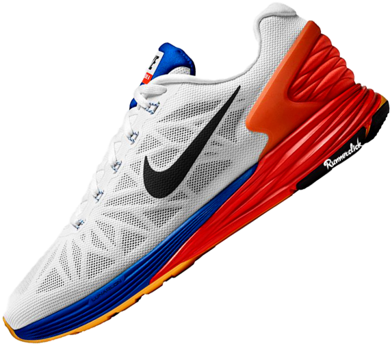 Nike Running Shoe White Blue Red PNG image