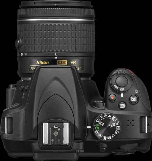 Nikon D S L R Camera Top View PNG image