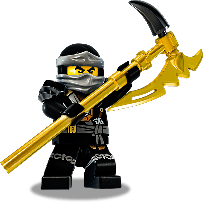 Ninjago Black Ninjawith Golden Weapon PNG image