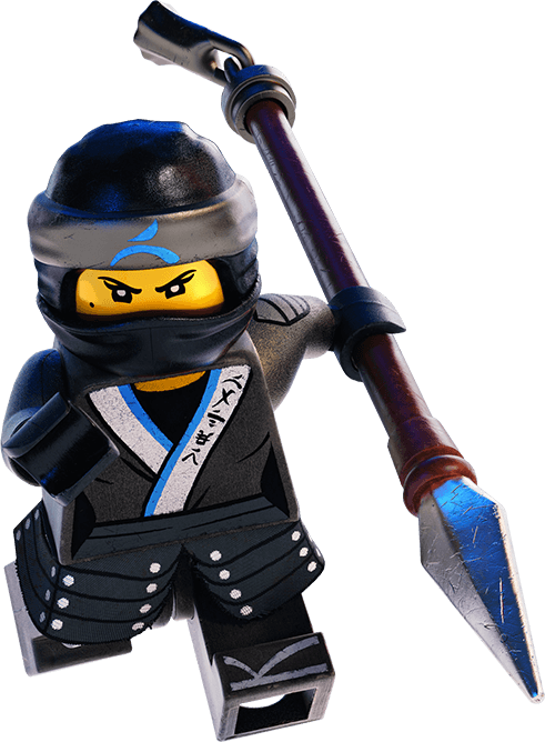 Ninjago_ Blue_ Ninja_ Lego_ Figure_with_ Spear PNG image