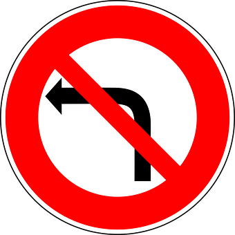 No Left Turn Sign PNG image