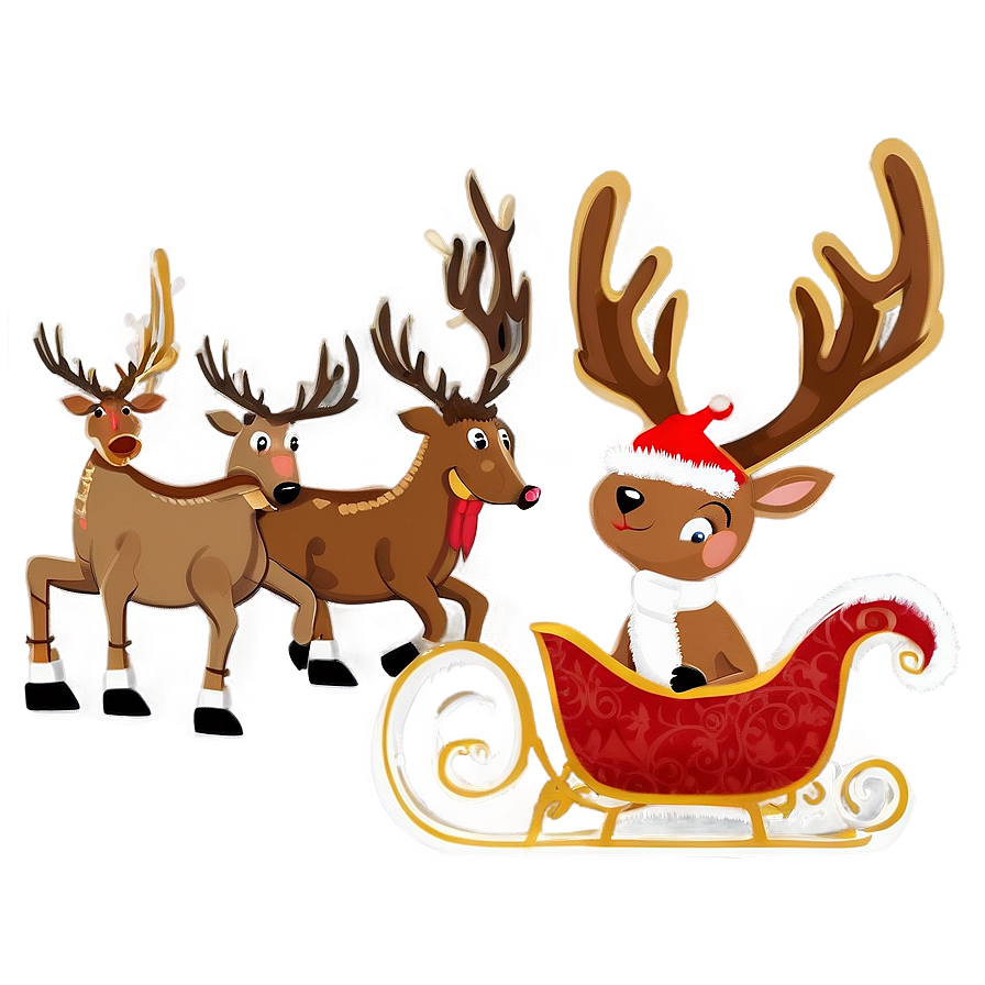 Noel Reindeer Sleigh Png 26 PNG image