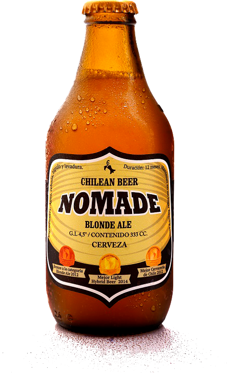 Nomade Chilean Blonde Ale Beer Bottle PNG image