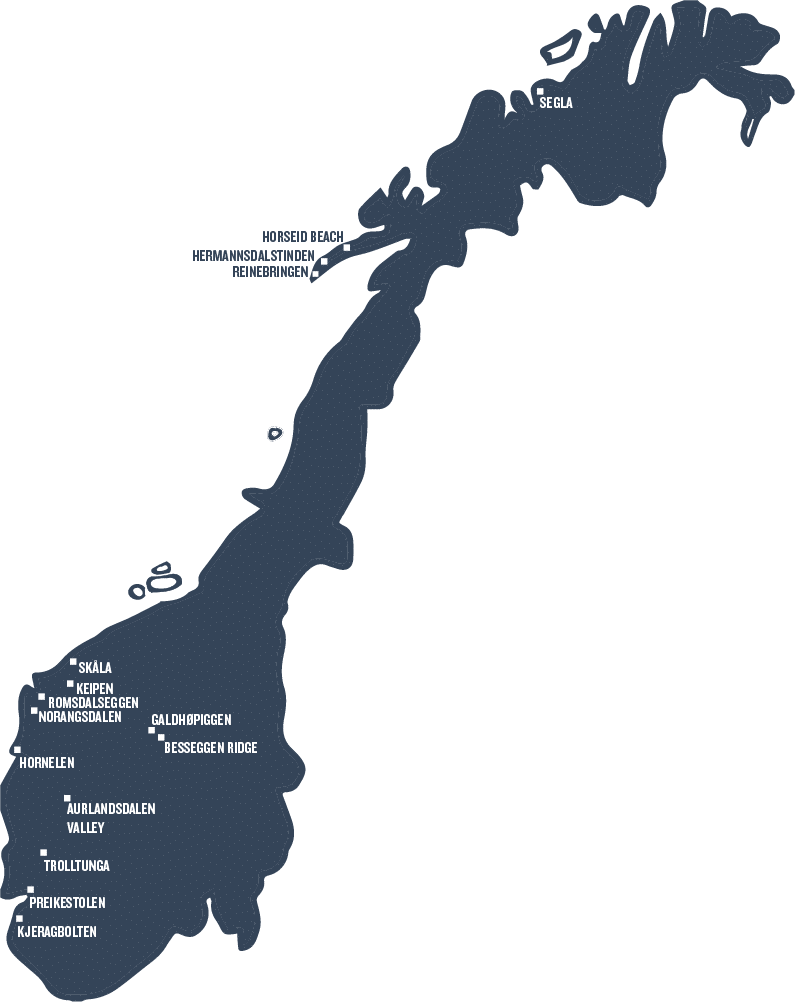 Norway Adventure Destinations Map PNG image