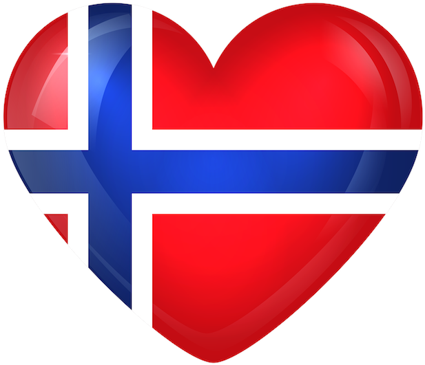 Norwegian Flag Heart Shaped Graphic PNG image