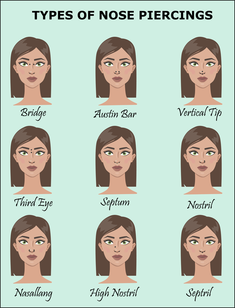 Nose Piercing Styles Illustration PNG image