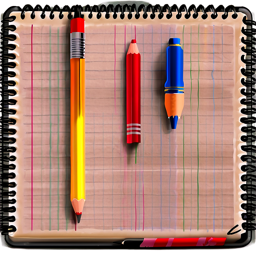 Notebook Paper With Pencil Png Luu58 PNG image