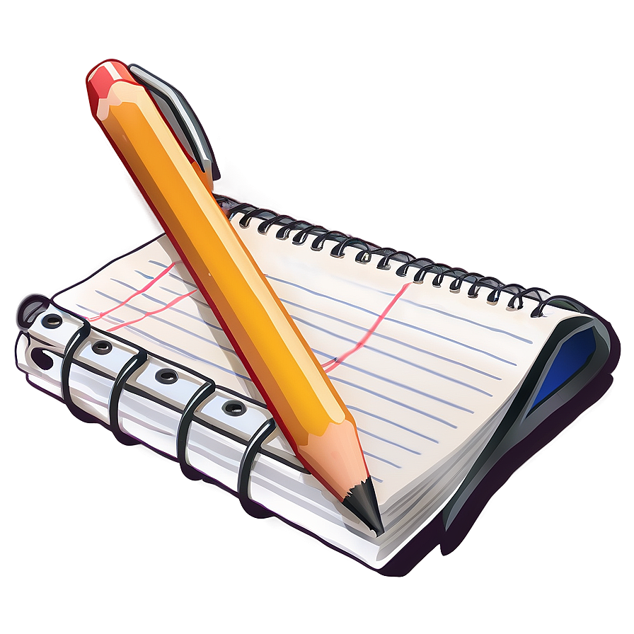Notebook Paper With Pencil Png Qmx PNG image