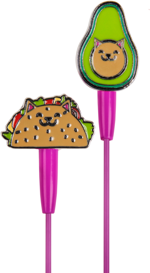 Novelty Avocado Cat Taco Earbuds PNG image