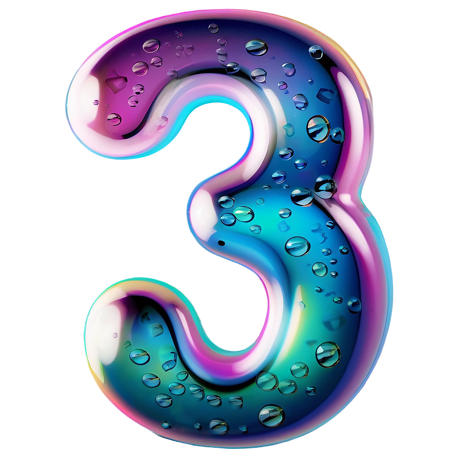 Number 3 In Bubble Style Png Yiq74 PNG image