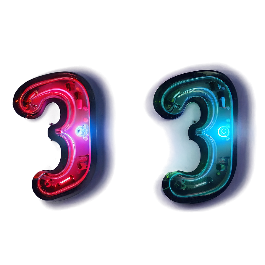 Number 3 In Neon Lights Png 34 PNG image