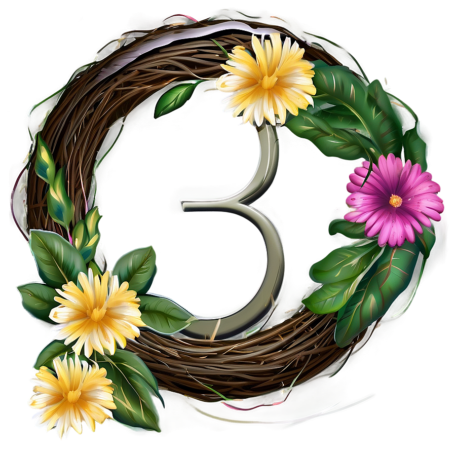 Number 3 With Floral Wreath Png 05252024 PNG image