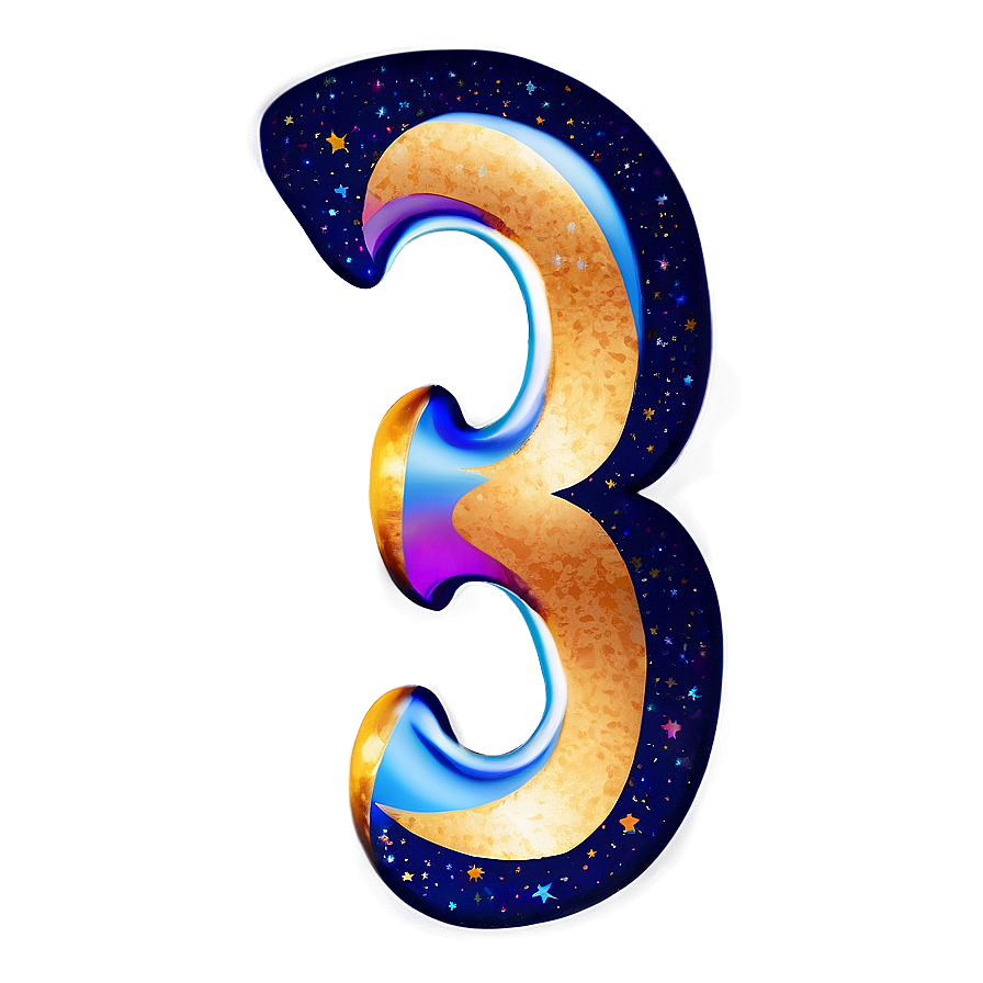 Number 3 With Galaxy Pattern Png Lbu5 PNG image