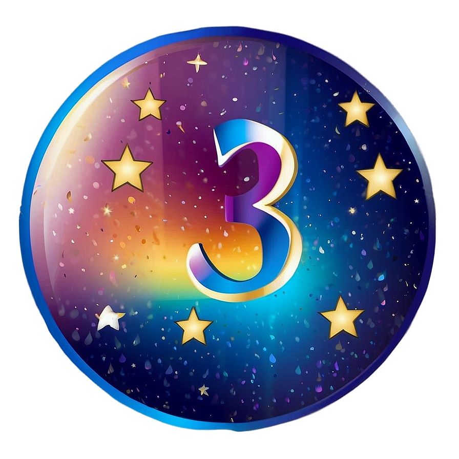 Number 3 With Galaxy Pattern Png Wok72 PNG image
