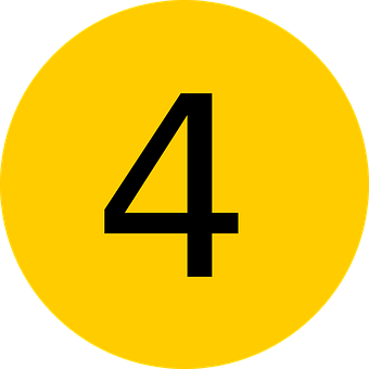 Number Four Yellow Background PNG image
